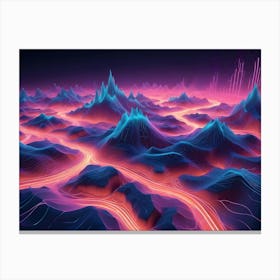 Abstract Landscape With Glowing Lines And A Futuristic Aesthetic 1 Canvas Print