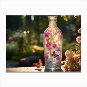 Bottle Of Flowers Canvas Print