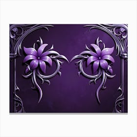 Two Flowers On A Purple Background Canvas Print