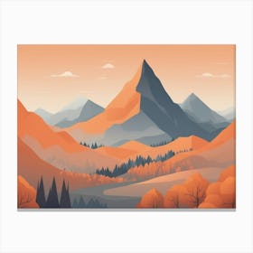 Misty mountains horizontal background in orange tone 87 Canvas Print