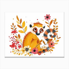 Little Floral Lemur 3 Canvas Print