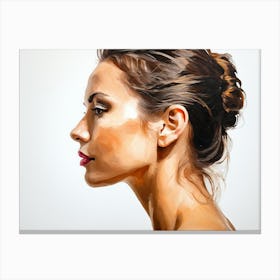 Side Profile Of Beautiful Woman Oil Painting 50 Canvas Print