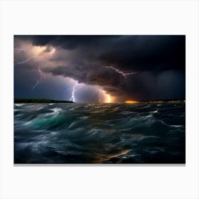 Lightning Storm Over Lake Michigan Canvas Print