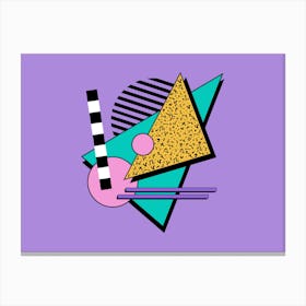 Memphis Pattern Purple Retro 80s Art Canvas Print