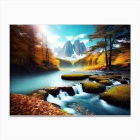 Waterfall In The Mountains 8 Canvas Print