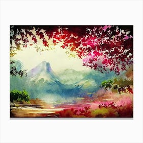 Cherry Trees Along A Cliff Edge Canvas Print