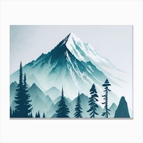 Mountain And Forest In Minimalist Watercolor Horizontal Composition 429 Canvas Print