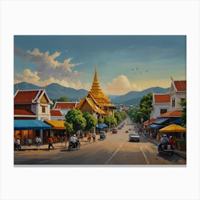 Street Scene In Thailand Art Canvas Print