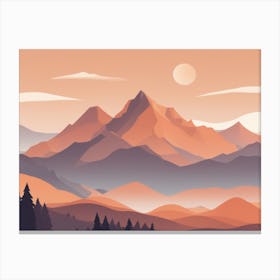 Misty mountains horizontal background in orange tone 129 Canvas Print