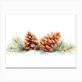 Watercolor Pine Cones 1 Canvas Print