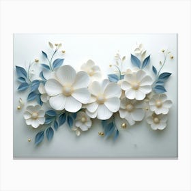 3d Artwork Illustration Flowers White Canvas Print