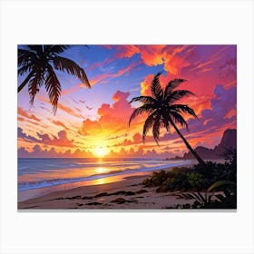 Sunset At The Beach 52 Canvas Print