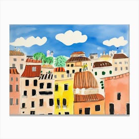 Milan Italy Cute Watercolour Illustration 2 Canvas Print