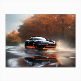 Stunning Scene Of A Black Sports Car Canvas Print