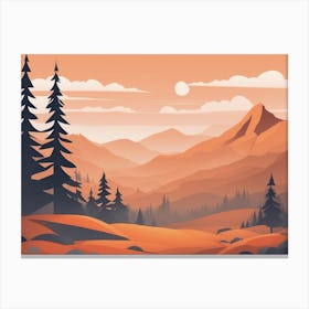 Misty mountains horizontal background in orange tone 155 Canvas Print