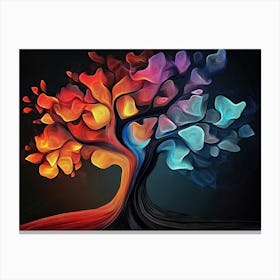 3d Colorful Tree in the Dark Background, 3d Abstraction 1 Canvas Print