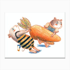 Hamster Siblings Carrot Fight Canvas Print