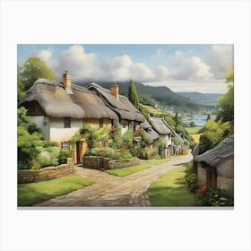 Thatched Cottages Paintings Art Print 1 Canvas Print