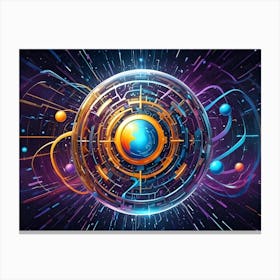 A Colorful, Abstract Design Featuring A Glowing Sphere With An Inner Layer Resembling A Planet Canvas Print