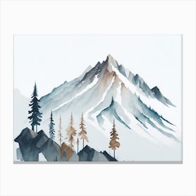 Mountain And Forest In Minimalist Watercolor Horizontal Composition 278 Canvas Print