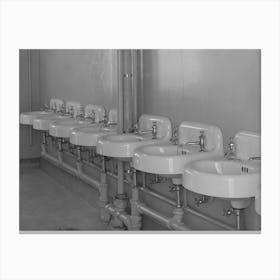Wash Basins In One Of The Sanitary Units At The Migratory Labor Camp, Sinton Texas These Pictures Were Taken Befo Canvas Print