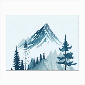 Mountain And Forest In Minimalist Watercolor Horizontal Composition 345 Canvas Print