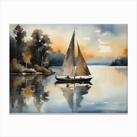 Sailboat Painting Lake House (13) Canvas Print