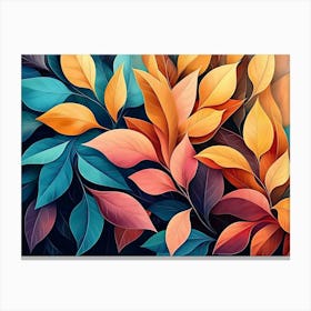 Beautiful Illustration Of Colorful Leaves 4 Canvas Print