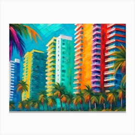 Tropical High-Rise Condos With Palm Trees 2 Canvas Print