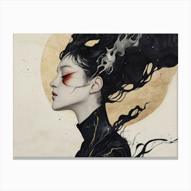 Girl With Black Hair Canvas Print