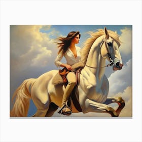 Woman Riding A Horse 9 Canvas Print