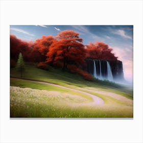 Waterfall In Autumn 1 Canvas Print