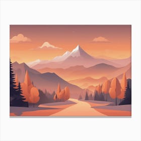 Misty mountains horizontal background in orange tone 26 Canvas Print