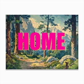 Pink And Gold Home Poster Retro Woods Illustration 2 Canvas Print