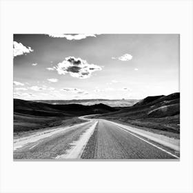 Black and White Open Road and Mountains Canvas Print