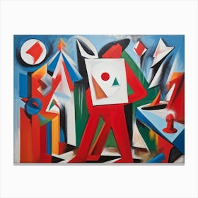 Abstract Painting Capturing The Essence Of Confusion And Joy Where A Human Figure Colored Vibrant (2) Canvas Print