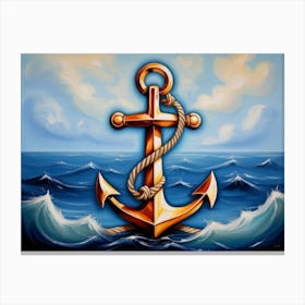 Ship anchor, Ropes, Oil painting 12 Canvas Print