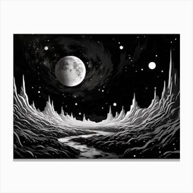 Space Abstract Black And White 8 Canvas Print