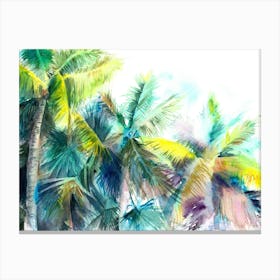 Palm Beach Palms Watercolor Canvas Print