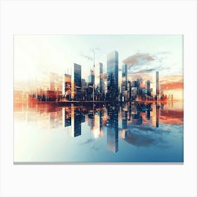 3d Abstract Cityscape with Futuristic Buildings 1 Canvas Print