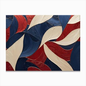 Abstract Image Of A Geometric Pattern Of Red, Blue, And White Curves And Shapes, Resembling Stained Glass Or Abstract Art Canvas Print