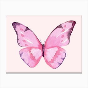 Pink Butterfly Watercolor Painting Canvas Print