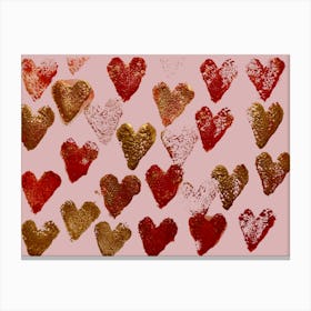 Red And Golden Hearts with Solid Background by DollyJ Canvas Print