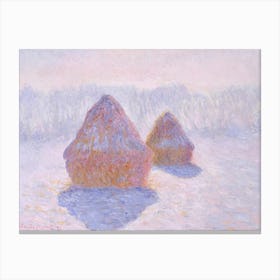 Haystacks (Effect Of Snow And Sun), (1891), Claude Monet Canvas Print