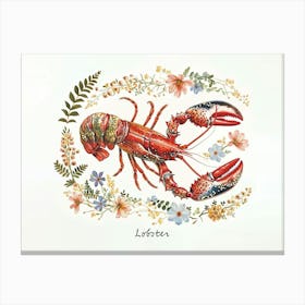 Little Floral Lobster 1 Poster Canvas Print