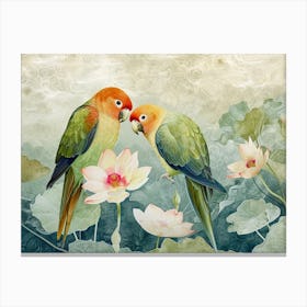 Floral Animal Illustration Parrot 3 Canvas Print