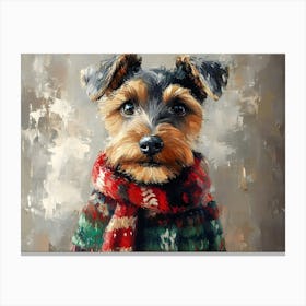 Airedale In Christmas Sweater 9 Canvas Print