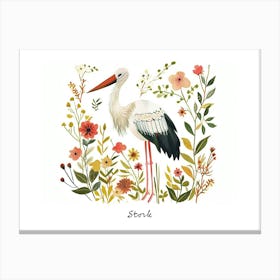 Little Floral Stork 1 Poster Stampe su tela