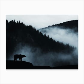 Black Bear In The Fog Canvas Print