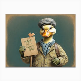 Duck With Sign Canvas Print